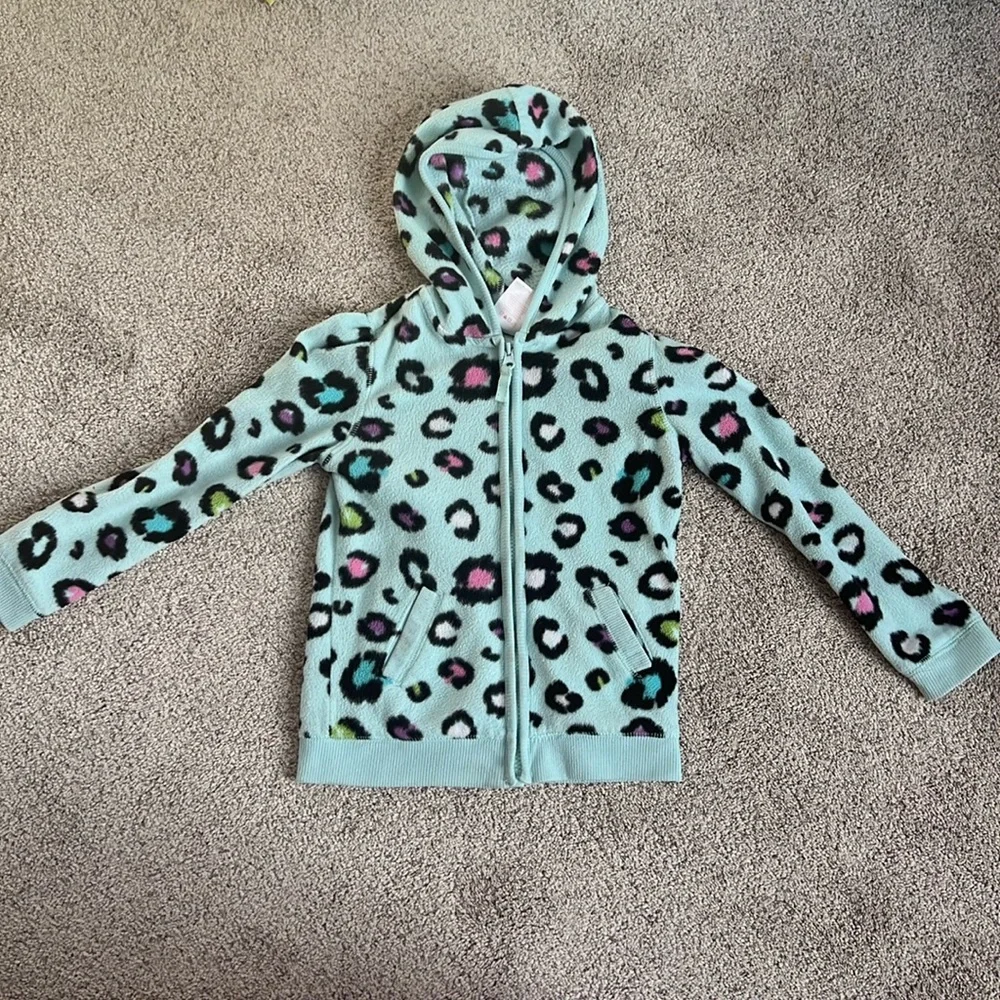 Girls Cheetah Fleece Jacket - 5/6